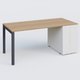 K3 Plateau droit 160x80 avec tour de rangement sous le plateau à droite. Plateau Noyer et pietement Anthracite