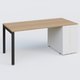 K3 Plateau droit 160x80 avec tour de rangement sous le plateau à droite. Plateau Noyer et pietement Noir Mat