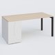 K3 Plateau droit 180x80 avec tour de rangement sous le plateau à gauche. Plateau Hêtre et pietement Noir Mat
