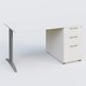 K2 Plateau droit 140x80 avec caisson porteur mélamine sous le plateau. Plateau , caisson Blanc et pietement Aluminium