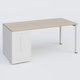 K3 Plateau droit 160x80 avec tour de rangement sous le plateau à gauche. Plateau Acacia et pietement Blanc