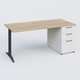 K2 Plateau droit 180x80 avec caisson porteur mélamine sous le plateau. Plateau , caisson Chêne naturel et pietement Anthracite