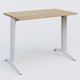 K2 Plateau droit 100x60 pieds fixe. Plateau Chêne naturel et pietement Blanc.