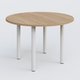 Table ronde diametre 110 cm avec quatres pieds fixes. Plateau Noyer et pietement Blanc