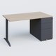 K2 Plateau droit 140x80 avec caisson métalique sous le plateau. Plateau Acacia et pietement Anthracite