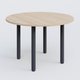 Table ronde diametre 110 cm avec quatres pieds fixes. Plateau Hêtre et pietement Anthracite