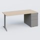 K2 Plateau droit 160x80 avec caisson métalique sous le plateau. Plateau Hêtre et pietement Aluminium