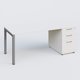 K3 Plateau droit 180x80 avec caisson porteur mélamine. Plateau ,caisson Blanc et pietement Aluminium