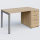 K3 Plateau droit 140x80 avec caisson porteur mélamine. Plateau ,caisson Chêne naturel et pietement Aluminium