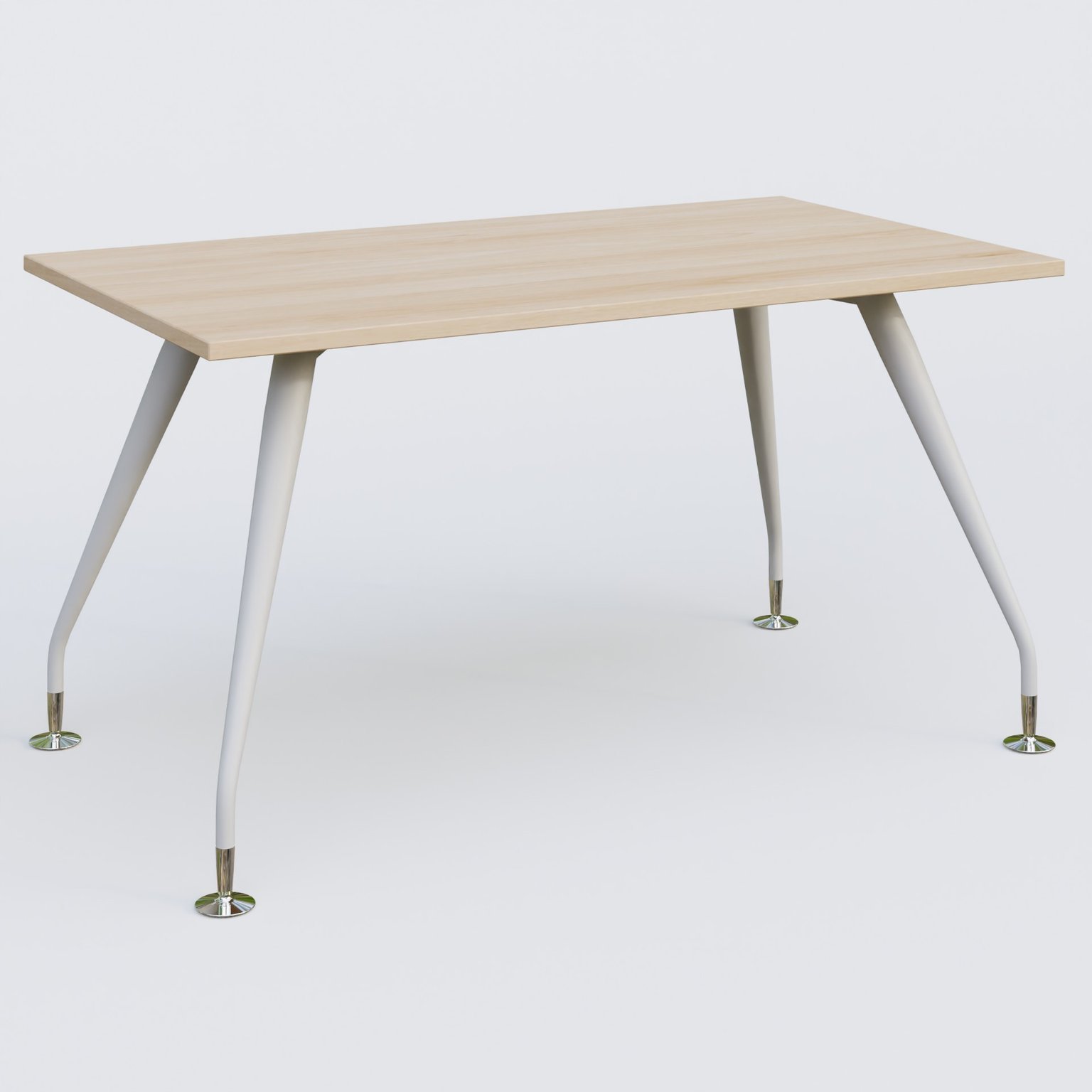 K5 plan droit 140*80 cm. Plateau Hêtre et pietement Blanc avec base chromé.