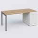 K3 Plateau droit 160x80 avec tour de rangement sous le plateau à droite. Plateau Noyer et pietement Aluminium