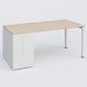 K3 Plateau droit 180x80 avec tour de rangement sous le plateau à gauche. Plateau Hêtre et pietement Blanc