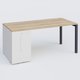 K3 Plateau droit 160x80 avec tour de rangement sous le plateau à gauche. Plateau Chêne naturel et pietement Anthracite