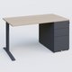 K1 Plateau droit 140x80 avec caisson métal porteur sous plateau à droite. Plateau Acacia et pietement Anthracite