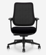 Fauteuil de Conferance SACHA Moyen dossier  assise réglable en Hauteur et profondeur, mécanisque synchrone, avec accotoirs fixes, structure Noir, resille noir et tissu noir