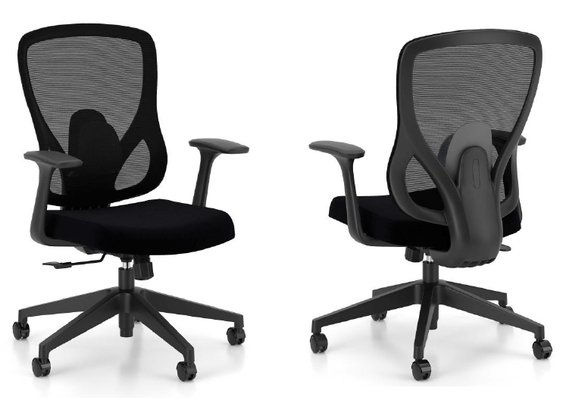 [Pas de famille] - [Pas de sous famille] - Fauteuil de travail GASTON Mécanisme synchrone, Dossier résille enveloppant. Renfort lombaire réglable en hauteur  Accoudoirs fixes en polyamide renforcé de fibre de verre. Manchettes en polypropylène (PP) tissu Noir