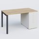 K3 Plateau droit 140x80 avec tour de rangement sous le plateau à droite. Plateau Chêne naturel et pietement Anthracite