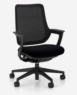 [Pas de famille] - [Pas de sous famille] - Fauteuil de Conferance SACHA Moyen dossier  assise réglable en Hauteur et profondeur, mécanisque synchrone, avec accotoirs fixes, structure Noir, resille noir et tissu noir