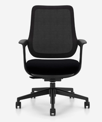 [Pas de famille] - [Pas de sous famille] - Fauteuil de Conferance SACHA Moyen dossier  assise réglable en Hauteur et profondeur, mécanisque synchrone, avec accotoirs fixes, structure Noir, resille noir et tissu noir