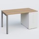 K3 Plateau droit 140x80 avec tour de rangement sous le plateau à droite. Plateau Noyer et pietement Aluminium