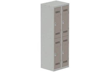 [Pas de famille] - [Pas de sous famille] - Vestiaire multicases 2 colonnes L,30cm 2 cases (fermeture cadenas) H,180xL,60xP,50cm coffre gris clair/portes basalte
