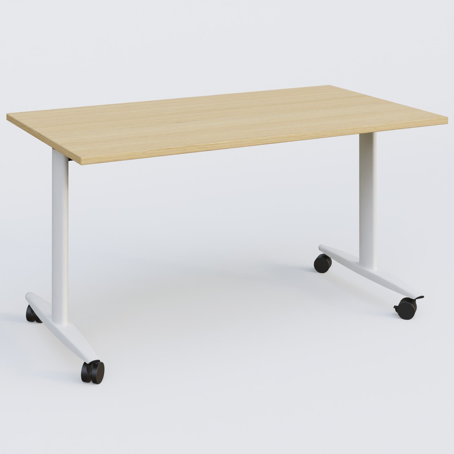 Table abattante gamme Design 140*80 cm. Plateau Chêne clair et pietement Blanc.