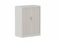 Armoire à rideaux H105xL080cm 2 tablettes, corps alu, portes acacia