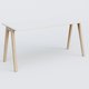 Bureau K9 piètement incliné en bois et plateau 160*70 cm. Plateau Blanc et pietement bois massif de hêtre.