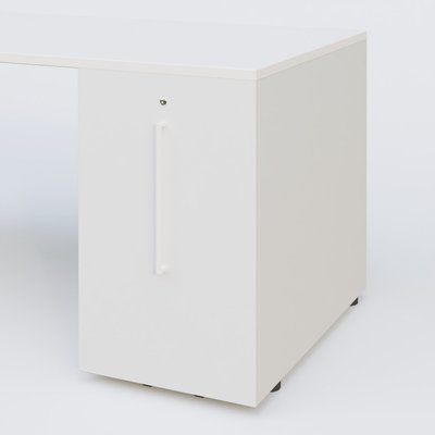 [Pas de famille] - [Pas de sous famille] - K1 Plateau droit 180x80 avec tour de rangement sous plateau à droite. Plateau Blanc et pietement Aluminium