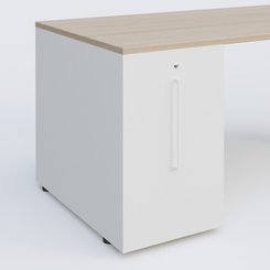 [Pas de famille] - [Pas de sous famille] - K1 Plateau droit 140x80 avec tour de rangement sous plateau à gauche. Plateau Acacia et pietement Aluminium