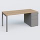 K3 Plateau droit 160x80 avec caisson métalique sous le plateau. Plateau Noyer et pietement Aluminium