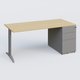 K2 Plateau droit 160x80 avec caisson métalique sous le plateau. Plateau Chêne clair et pietement Aluminium