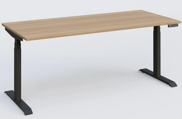 [Pas de famille] - [Pas de sous famille] - Poste solo 200*80 réglable en hauteur électriquement de 65-130 cm gamme KPro3. Plateau noyer et piètement noir