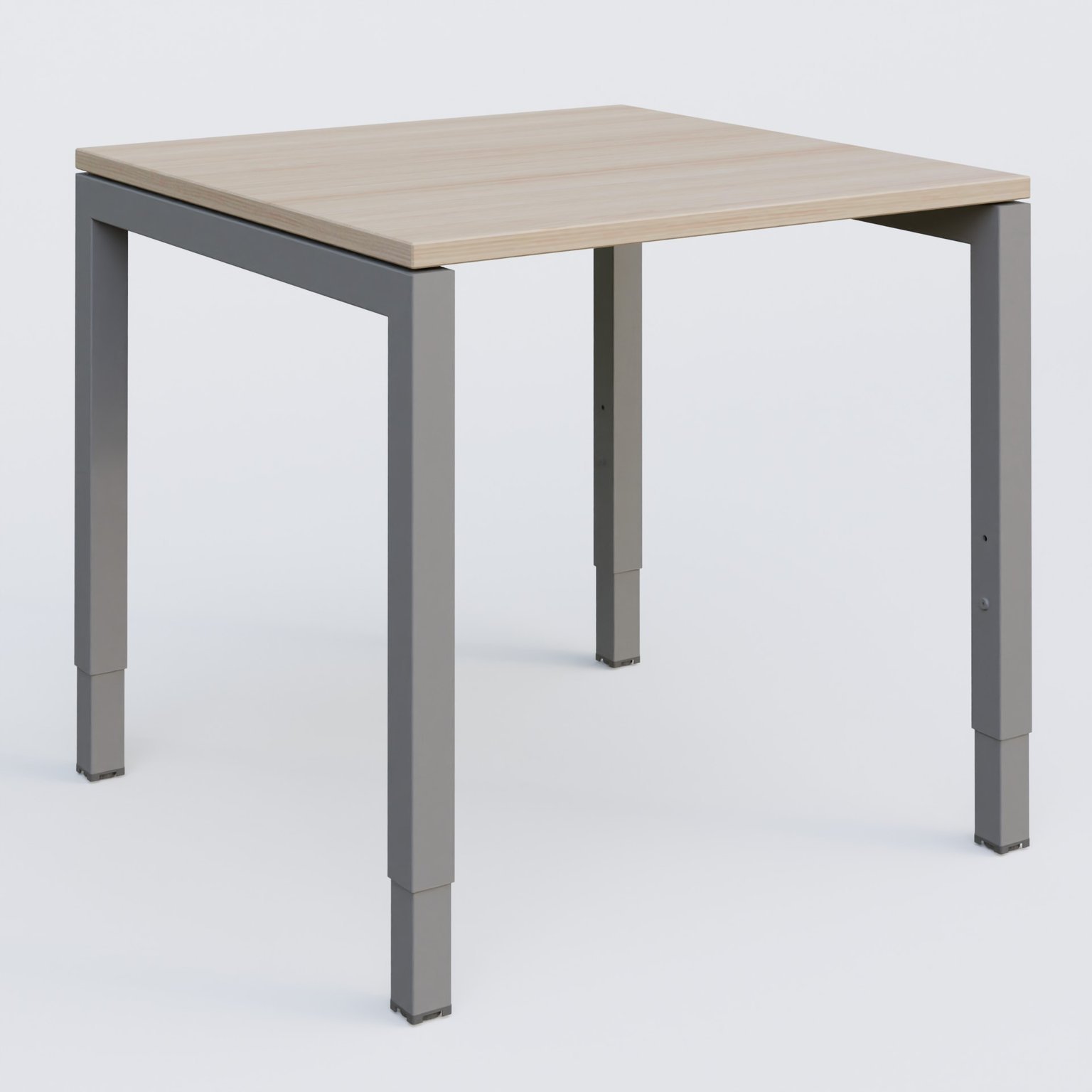 Bureau droit gamme K3 80-80 cm hauteur réglable. Plateau Acacia et pietement Aluminium.