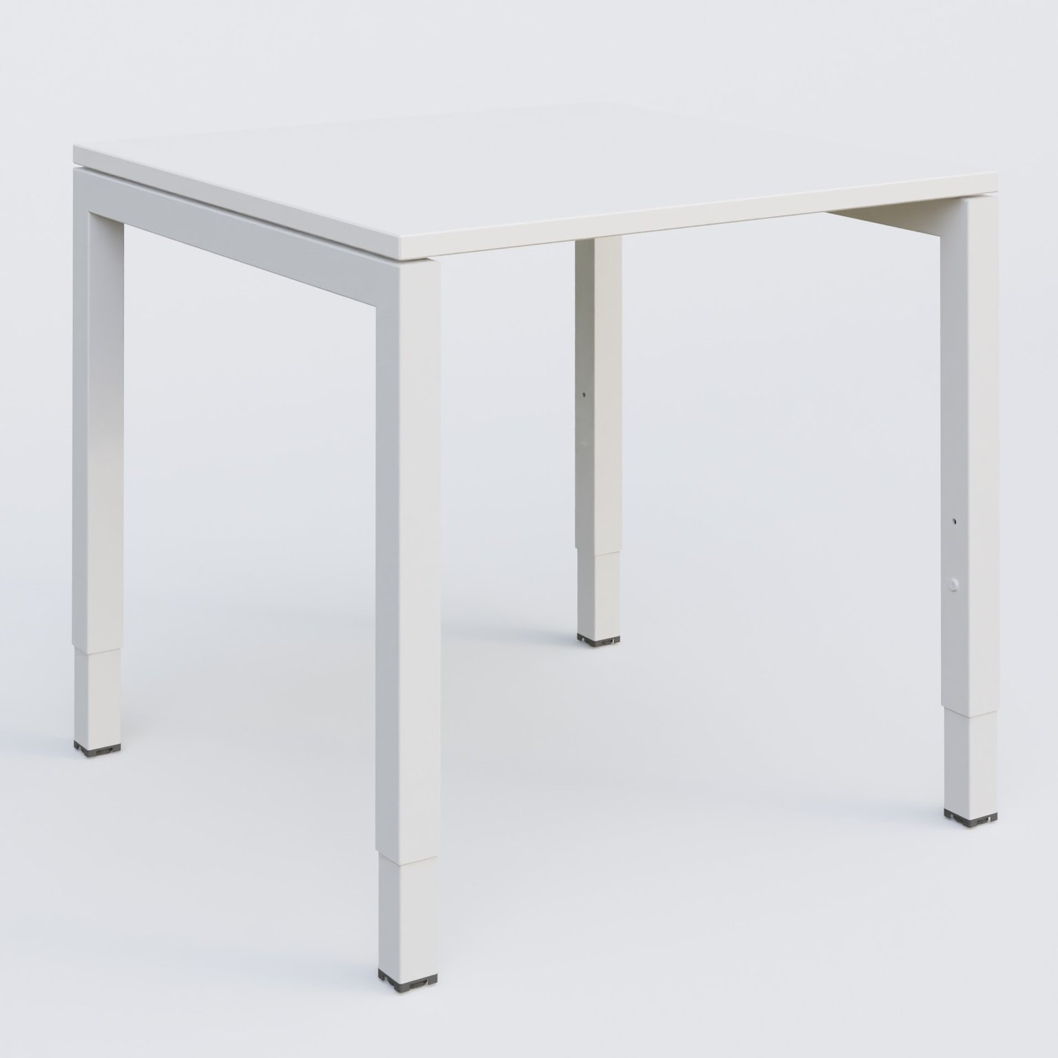Bureau droit gamme K3 80-80 cm hauteur réglable. Plateau Blanc et pietement Blanc.