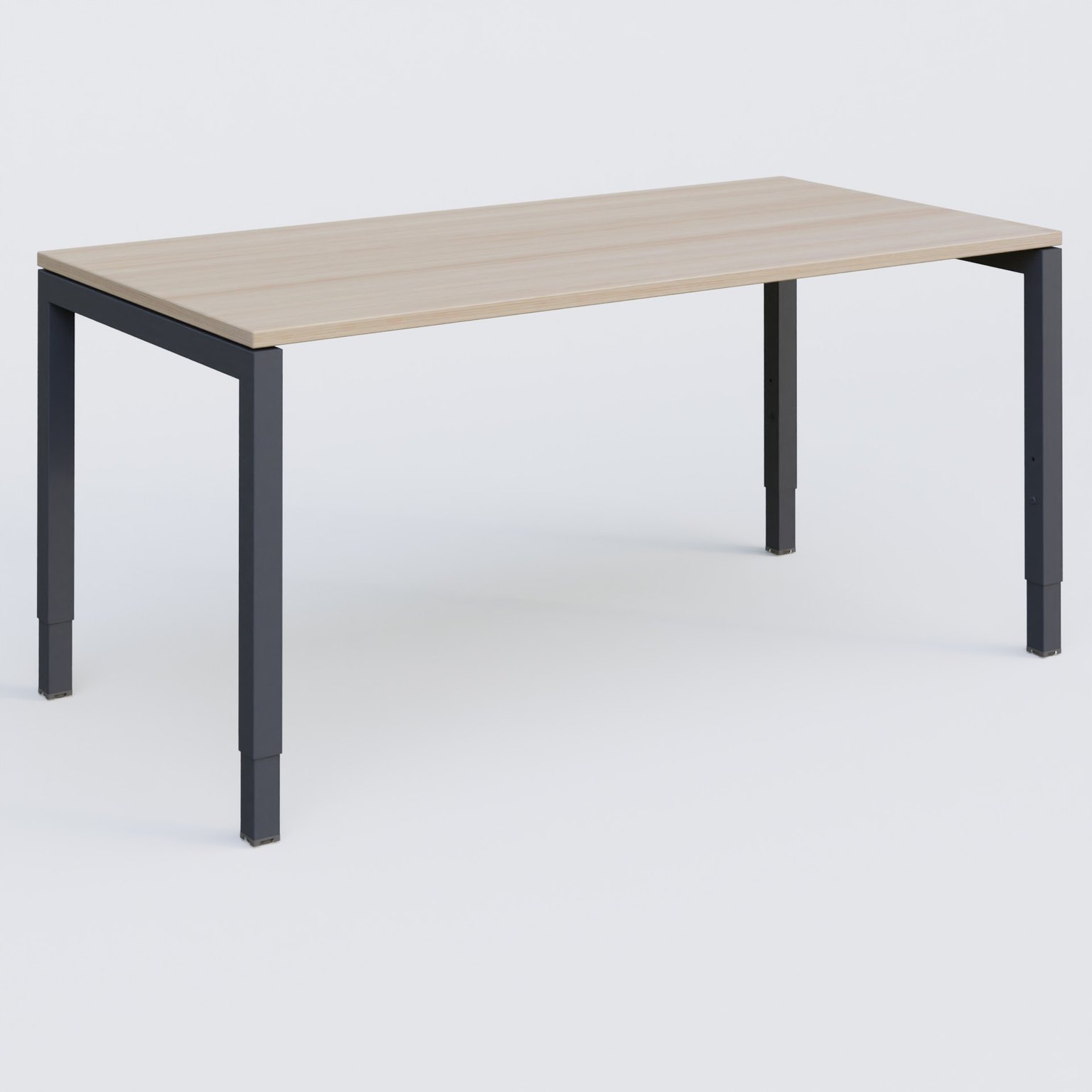 Bureau droit gamme K3 160-80 cm hauteur réglable. Plateau Acacia et pietement Anthracite.