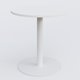 Table de réunion pietement colonne plateau D 80 cm. Plateau Blanc et pietement Blanc.