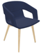 MELODY fauteuil 4 pieds bois. face intérieure tissu STEP coloris mélange de bleu GL04 face extérieure tissu STEP coloris mélange de bleu GL04 piétement frêne brun