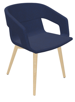 FAUTEUILS/POUFS - 4 pieds bois - MELODY fauteuil 4 pieds bois. face intérieure tissu STEP coloris mélange de bleu GL04 face extérieure tissu STEP coloris mélange de bleu GL04 piétement frêne brun