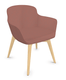 NAPOLEON fauteuil 4 pieds bois frêne massif naturel, tissu Synergie mélange de rose