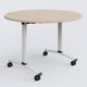 Table ronde gamme Arca D110 cm. Plateau Hêtre et pietement Blanc.
