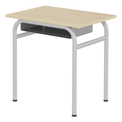 SCOLAIRE - Apprendre - Table DELTA casier plateau ép.19 mm mélaminé chant ABS piètement époxy - 70x50cm - T5
