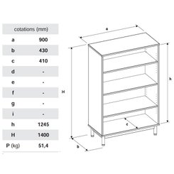 SCOLAIRE - Decouvrir - Bibliothèque PICCOLO 3 tablettes mélaminé - L90xP43xH140 cm - Hêtre miel/gris alu RAL 9006