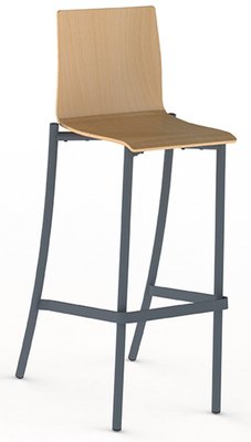 SCOLAIRE - Se Restaurer - Tabouret BEST coque bois C12 Alvana piètement époxy - H80 cm