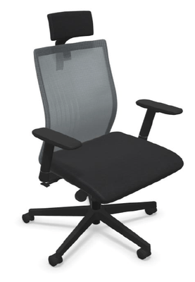 OPERATIVE - Dossier résille - ZEN MESH AVEC TETIERE siège opérative synchrone décalé avec translation d'assise, tissu BONDAI noir (BNA) VENDU SANS ACCOTOIR