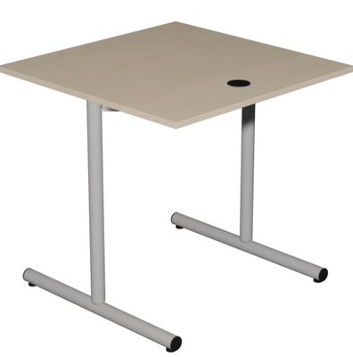 SCOLAIRE - Apprendre - Table HUBBE plateau ép.19 mm mélaminé chant ABS piètement époxy - 80x80 cm - T6