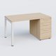 K3 Plateau droit 140x80 avec caisson porteur mélamine. Plateau ,caisson Hêtre et pietement Blanc