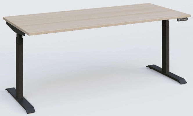 [Pas de famille] - [Pas de sous famille] - Poste solo 200*80 réglable en hauteur électriquement de 65-130 cm gamme KPro3. Plateau acacia et piètement noir