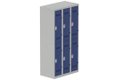 Vestiaire multicases, 3 colonnes L.90 cm/6 cases, coffre gris clair/portes bleu foncé