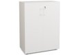 Armoire mélamine H102XL100 cm portes bois, -Finitions= Top de finition : BLANC / Corps d'armoire et tablettes : Blanc (BL)/ Façade : BLANC